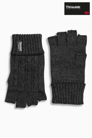 Grey Twist Thinsulate&reg; Fingerless Gloves